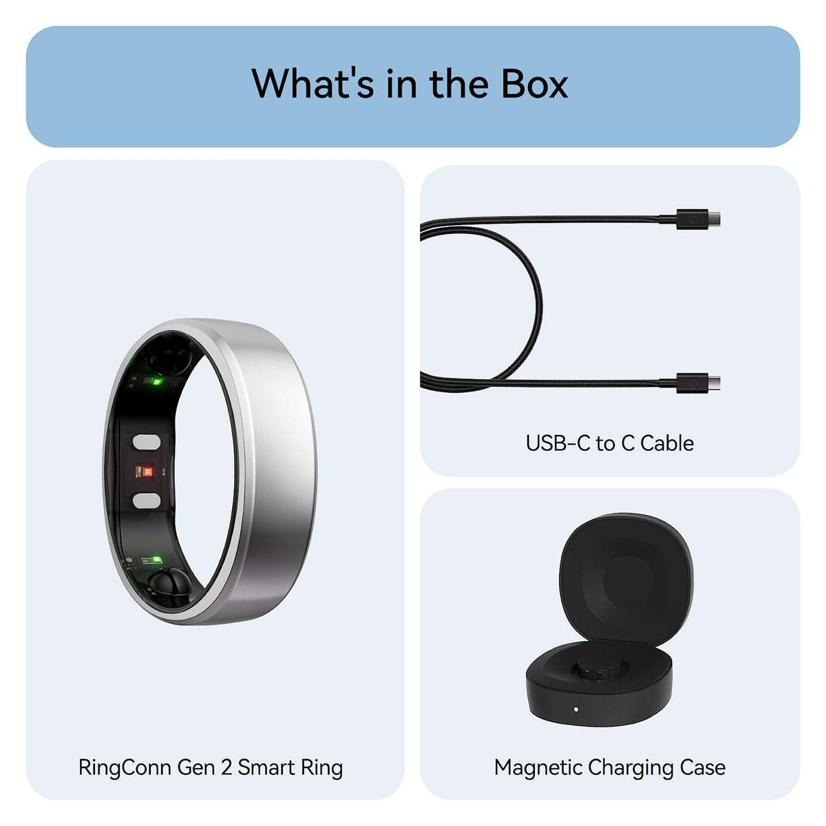 RingConn Gen 2 Smart Ring - Sleep Apnea Monitoring(Black, Size 9)