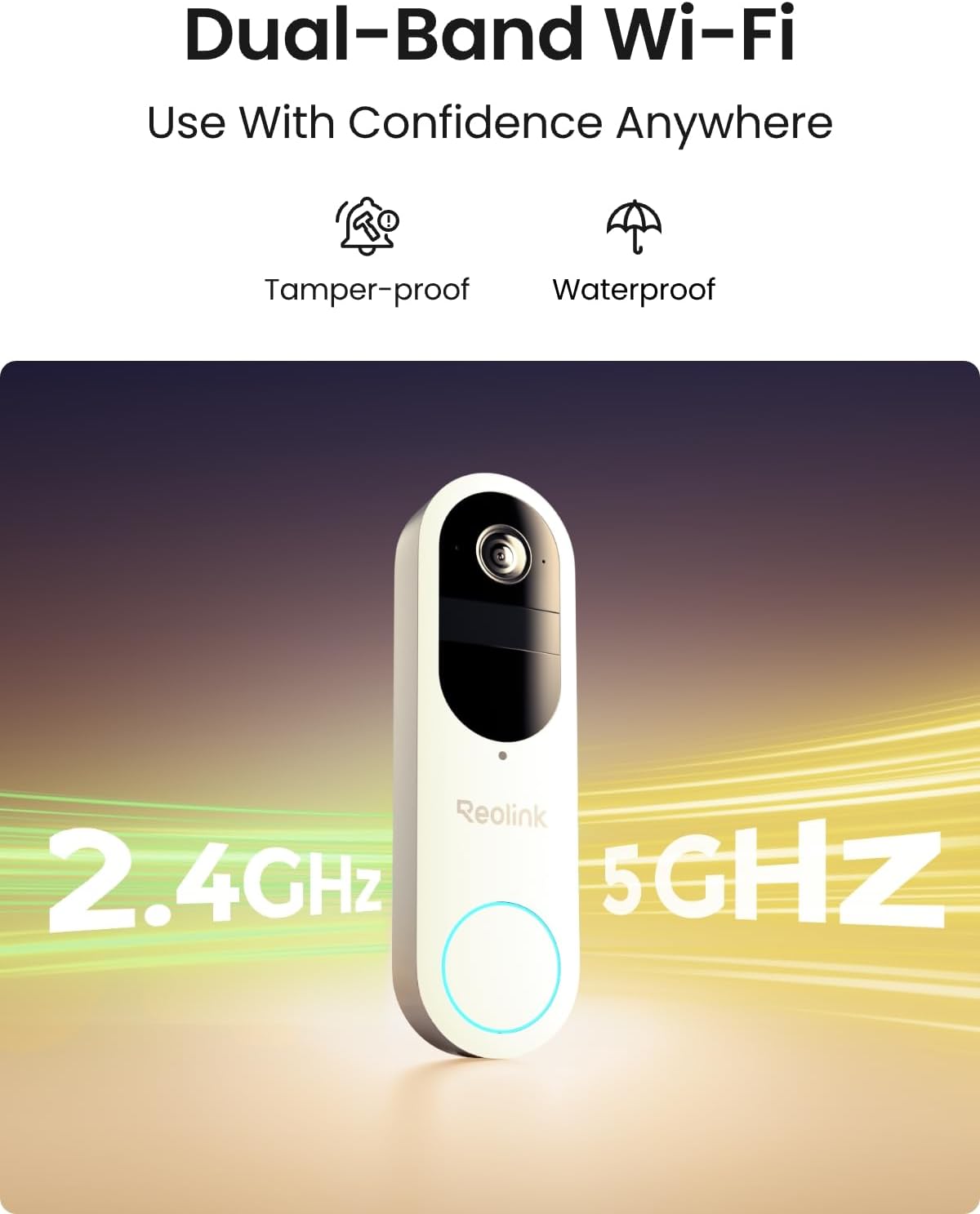 REOLINK Battery Video Doorbell (2nd Gen) 2K Wireless Camera White Version