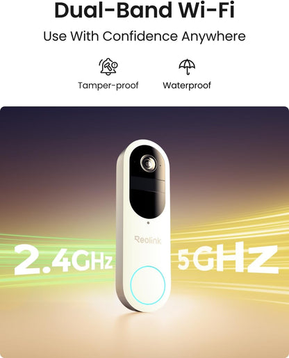 REOLINK Battery Video Doorbell (2nd Gen) 2K Wireless Camera White Version