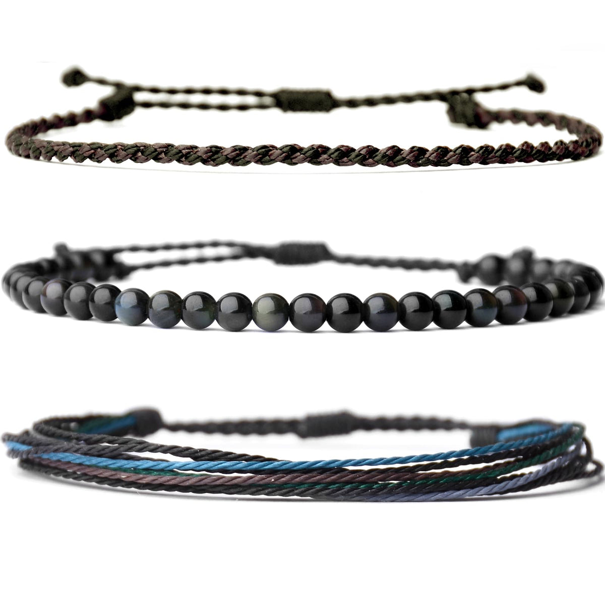 Mezcla Vida Handmade Natural Stone Beaded Healing Bracelet Gift for Men Adjustable Rope String Bracelet