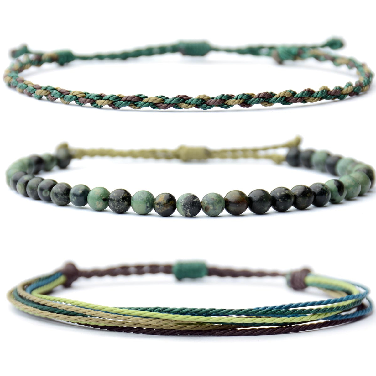 Mezcla Vida Handmade Natural Stone Beaded Healing Bracelet Gift for Men Adjustable Rope String Bracelet