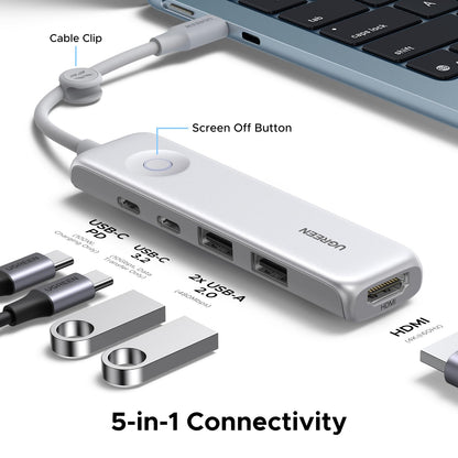 UGREEN USB C Hub 5 in 1 Multiport USB Adapter 4K HDMI, 100W Power Delivery