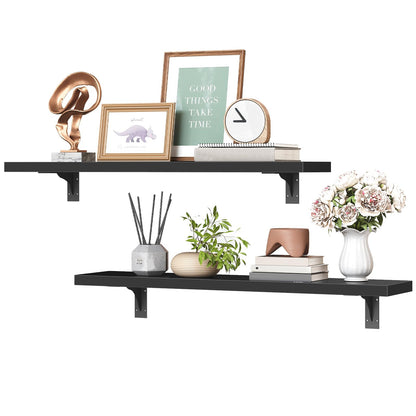 HOOBRO Floating Shelves for Wall, 15.7" Wall Mounted Shelves Set of 2