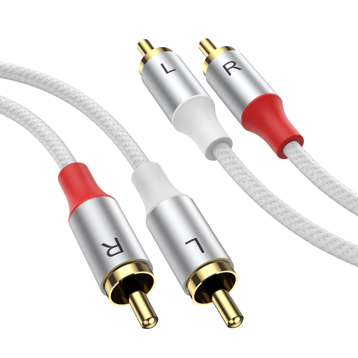 MOSWAG 2RCA Male to 2RCA Male Phono Cable 1m, 2 RCA Audio Cable Phono Lead