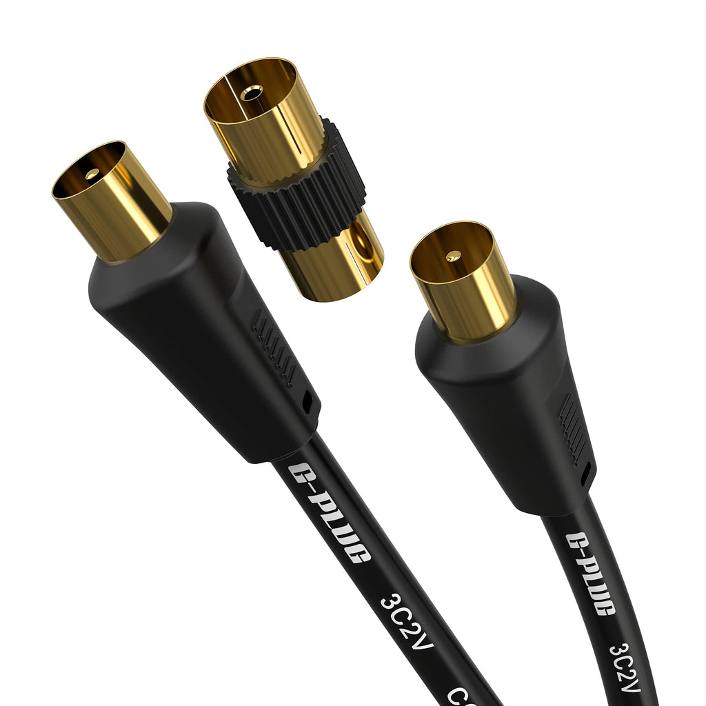 G-PLUG 1m TV Aerial Cable, Coaxial Cable for Freeview, Sky Box and Freesat