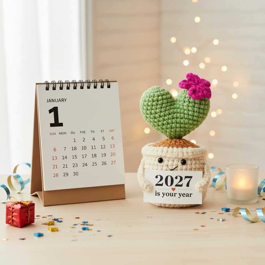 Get Well Gifts for Women, Handmade Crochet Cactus Plant