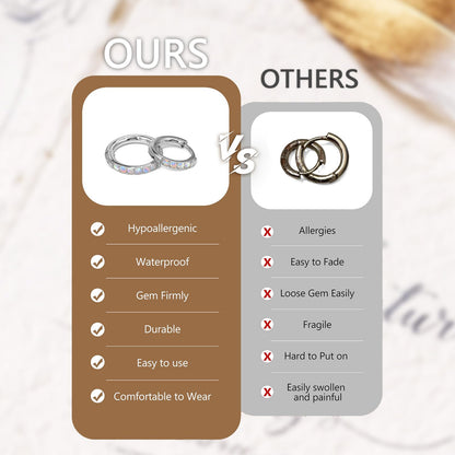 1Pair 316L Surgical Steel Opal Small Hoop Earrings for Women Hypoallergenic Medical Grade Lightweight For Cartilage Helix Daith Tragus Lobe Piercing Jewelry
