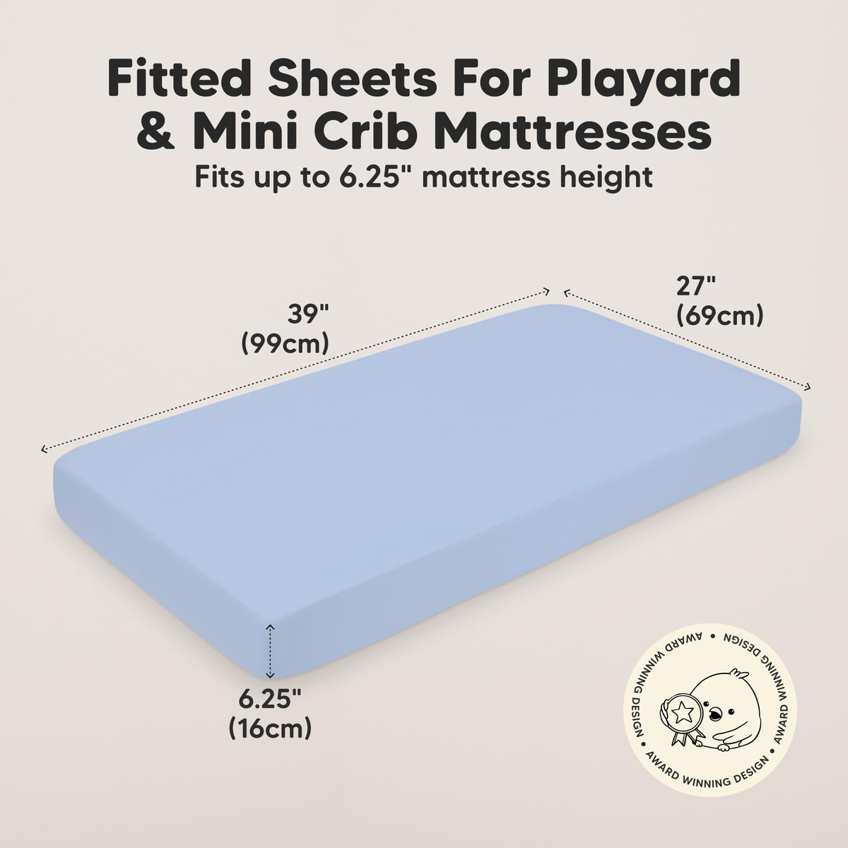 2pk Mini Crib Sheets Fitted 38x26 Pack N Play Mattress Sheet (Bumble Bear)