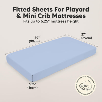 2pk Mini Crib Sheets Fitted 38x26 Pack N Play Mattress Sheet (Bumble Bear)