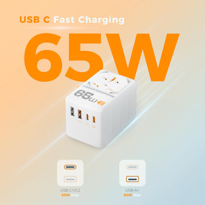 TESSAN Universal Travel Adapter Worldwide with 2 USB C for EU USA AU