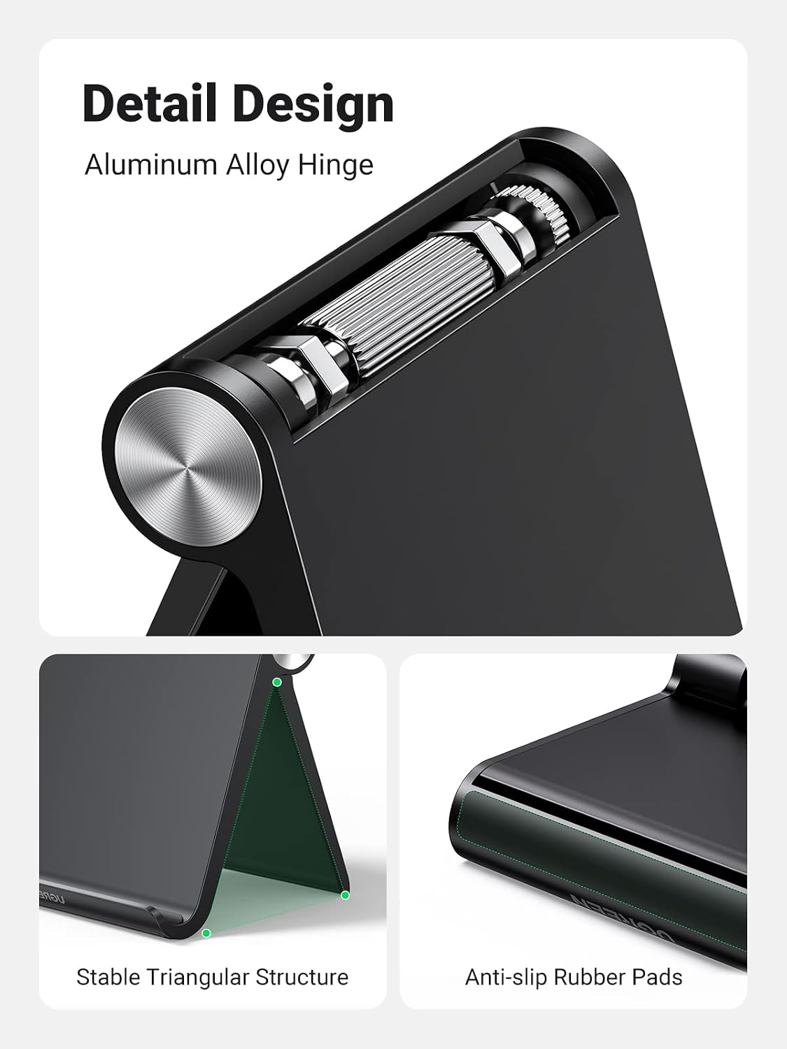 UGREEN Tablet Stand Holder Adjustable Portable Desktop Dock Office Compatible with iPad Pro 11 9.7 10.5 Air Mini 5 4 3 2 iPhone 17 16 15 14 13 12 Black