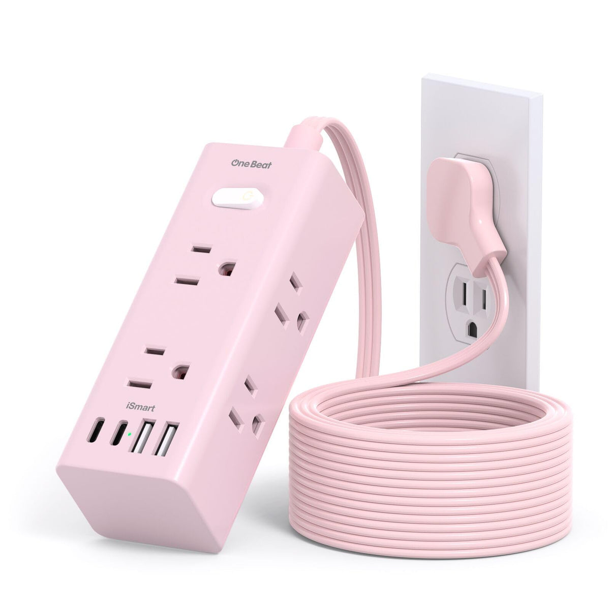 One Beat 5Ft Extension Cord with Multiple Outlets,Flat Plug Power Strip