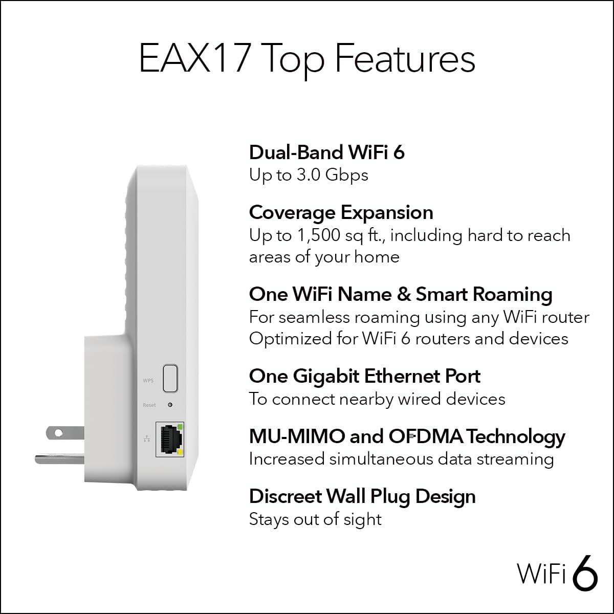NETGEAR Nighthawk WiFi Extender EAX17, up to 1,500 sq ft, 3 Gbps