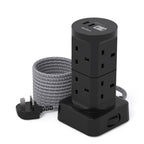 Tower Extension Lead with USB Slots, 8 Way Multi Plug Extension Tower &4USB