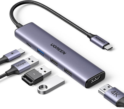 UGREEN USB C Hub 5 in 1 Multiport USB Adapter 4K HDMI, 100W Power Delivery