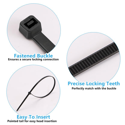 White Zip Ties Assorted Sizes 4+6+8+12 Inch, 400 Pack, Clear Zip Ties, White Cable Ties, Zipties Clear, UV Resistant Wire Ties, Plastic Ties, Tie Wraps Assorted Sizes, SiKuLin