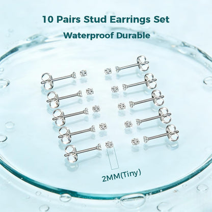 10 Pairs Small Stud Earrings for Women Hypoallergenic Multiple Piercings