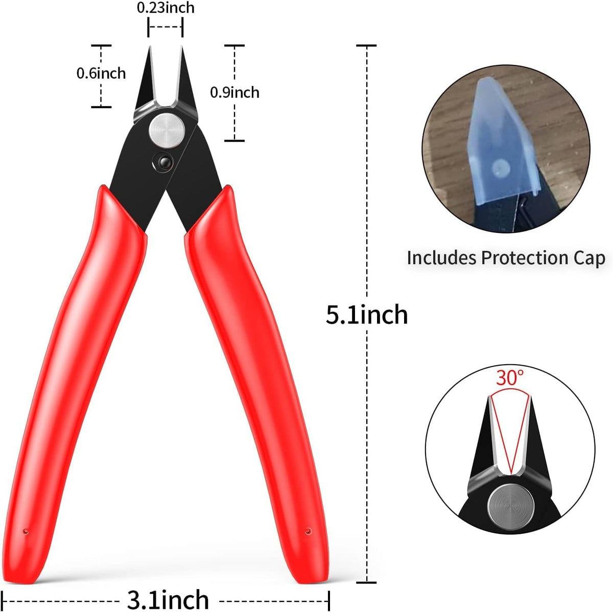 BOENFU Wire Cutter 2 Pack Precision Flush Cutters Side Cutter Small Cable Snips Diagonal Pliers for Cable Tie, 3D Print, Plastic Models, Jewelry, Electronics, Black, 5 Inches