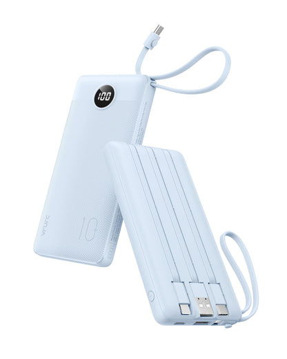 VRURC Portable Charger, Built in 4 Cables & Lanyard Power Bank 10000mAh