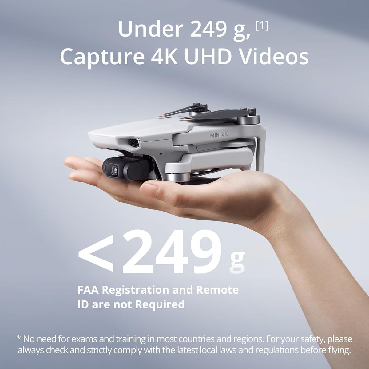 DJI Mini 4k Drone with Strobe Light, Landing Gear, Propeller Holder Strap