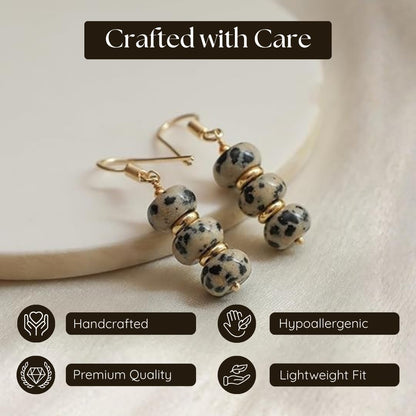 Gempires Beaded Gemstone Dangle Earrings for Women, Boho Gold Birthstone