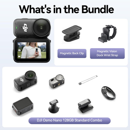 DJI Osmo Nano Standard Combo (128GB), 4K Wearable Camera, 1/1.3″ Sensor