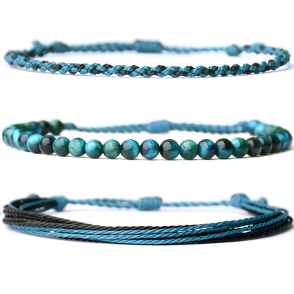 Mezcla Vida Handmade Natural Stone Beaded Healing Bracelet Gift for Men Adjustable Rope String Bracelet