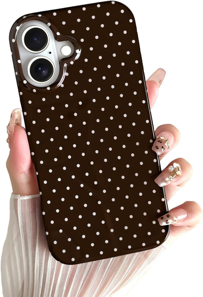 Yeddabox for iPhone 15 Case Cute Polka Dot Phone Case Soft TPU Slim Shockproof Phone Cover for Women Girls, Blue