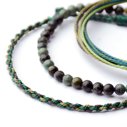 Mezcla Vida Handmade Natural Stone Beaded Healing Bracelet Gift for Men Adjustable Rope String Bracelet