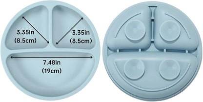 PandaEar 3 Pack Toddler Plates, Silicone Divided Suction Plate for Babies, BPA-Free 100% Food-Grade Silicone Unbreakable Baby Plate (Pink/Purple/Blue, Without Lids)