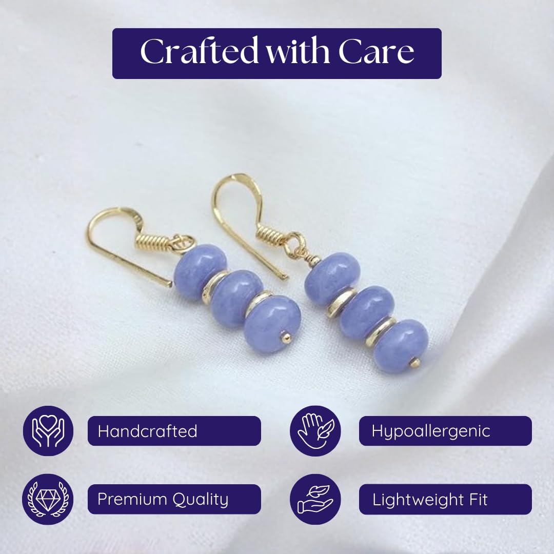 Gempires Beaded Gemstone Dangle Earrings for Women, Boho Gold Birthstone