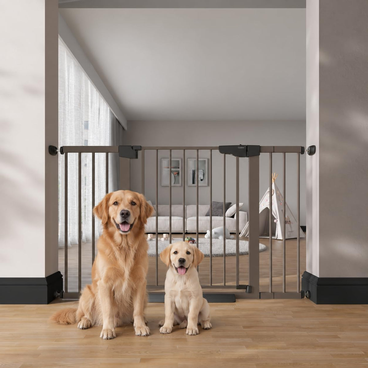 Cumbor 29.7-51.5 in Extra Wide Baby Gate for Stairs, Dog Gate Indoor Black