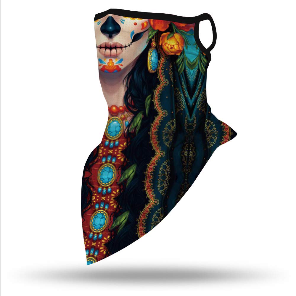 YAYOUREL Neck Gaiter Face Mask Bandanas for Men Women UV Face Scarf Cover Ear Loop Hole Facemask for Fishing Running Cycling