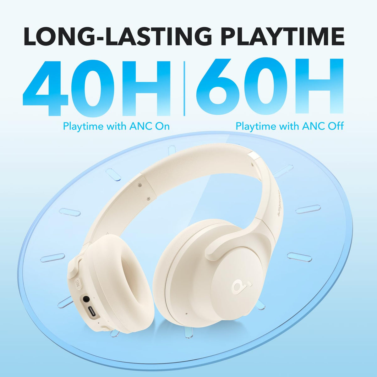soundcore by Anker Q20i Hybrid Active Noise Cancelling Headphones, Black