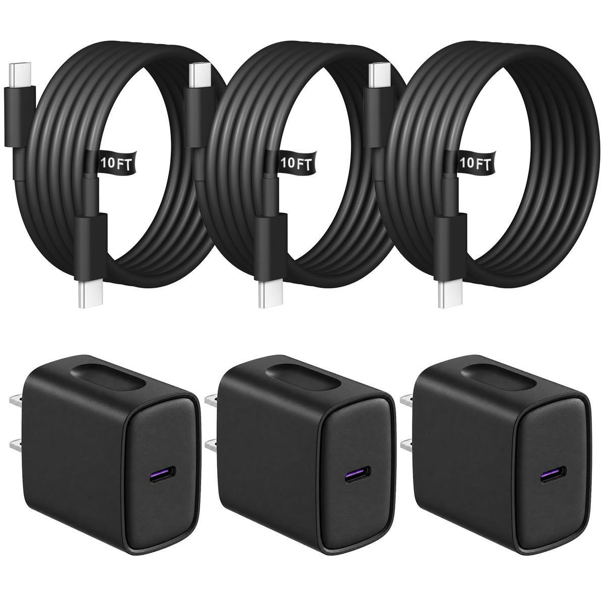 iPhone 18 17 16 15 Charger Fast Charging 3 Pack USB C Charger Block