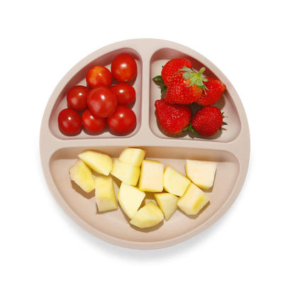 PandaEar 3 Pack Toddler Plates, Silicone Divided Suction Plate for Babies, BPA-Free 100% Food-Grade Silicone Unbreakable Baby Plate (Pink/Purple/Blue, Without Lids)