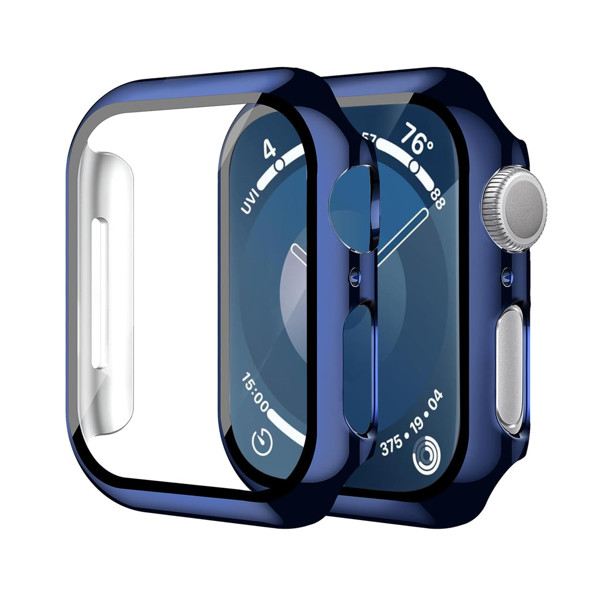 Smiling 2 Pack Case Compatible with Apple Watch Series 9 (2023)/Series 8 /Series 7 45mm with Tempered Glass Screen Protector, Hard PC Case Overall Protective Cover- Starlight