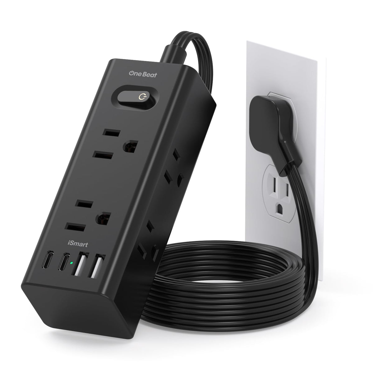 One Beat 5Ft Extension Cord with Multiple Outlets,Flat Plug Power Strip