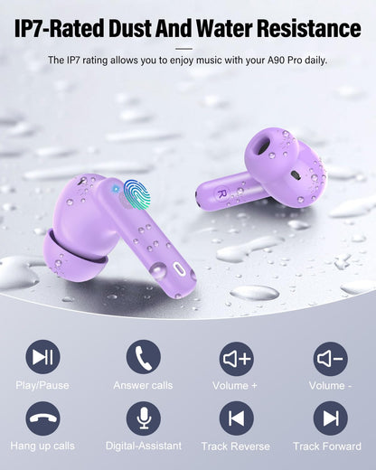 Wireless Earbuds, Bluetooth 5.4 Headphones Bass Stereo/Clear Call,Rose Gold