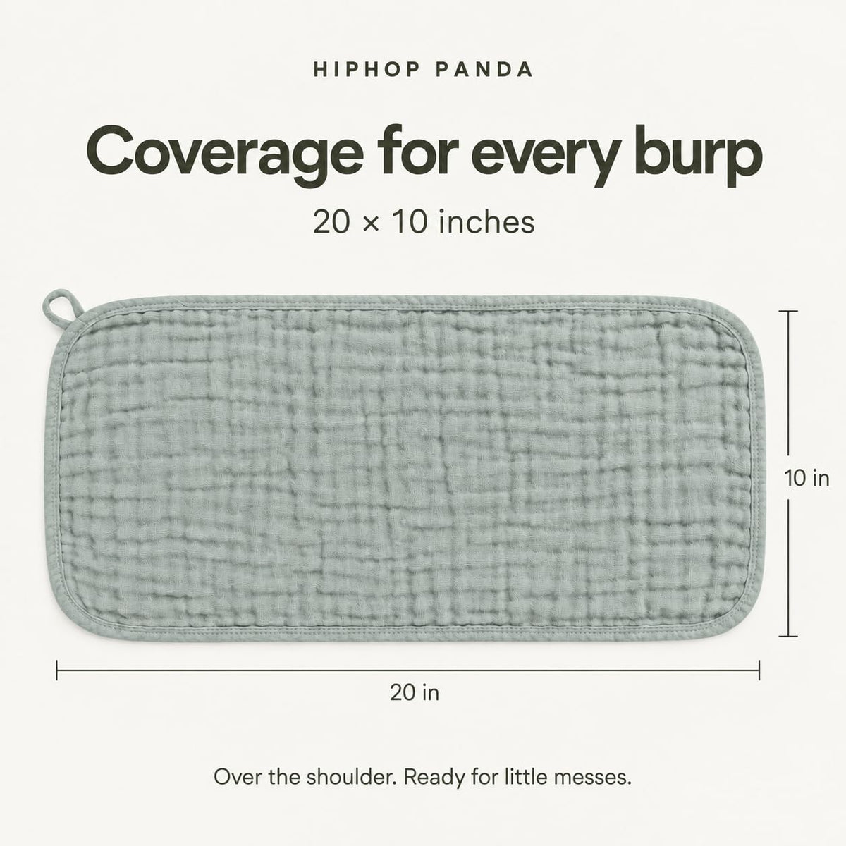 HIPHOP PANDA 10 Pack 100% Cotton Muslin Baby Burp Cloths - Quick-Dry