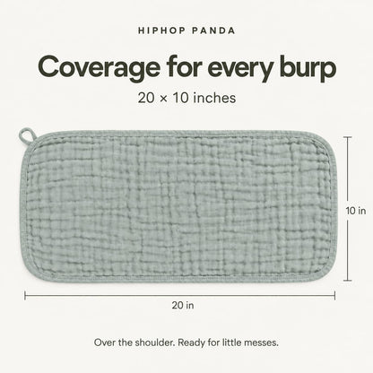 HIPHOP PANDA 10 Pack 100% Cotton Muslin Baby Burp Cloths - Quick-Dry