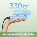 Dreame Pocket Cake Dual Voltage Hair Dryer with Diffuser, Travel Blow Dryer