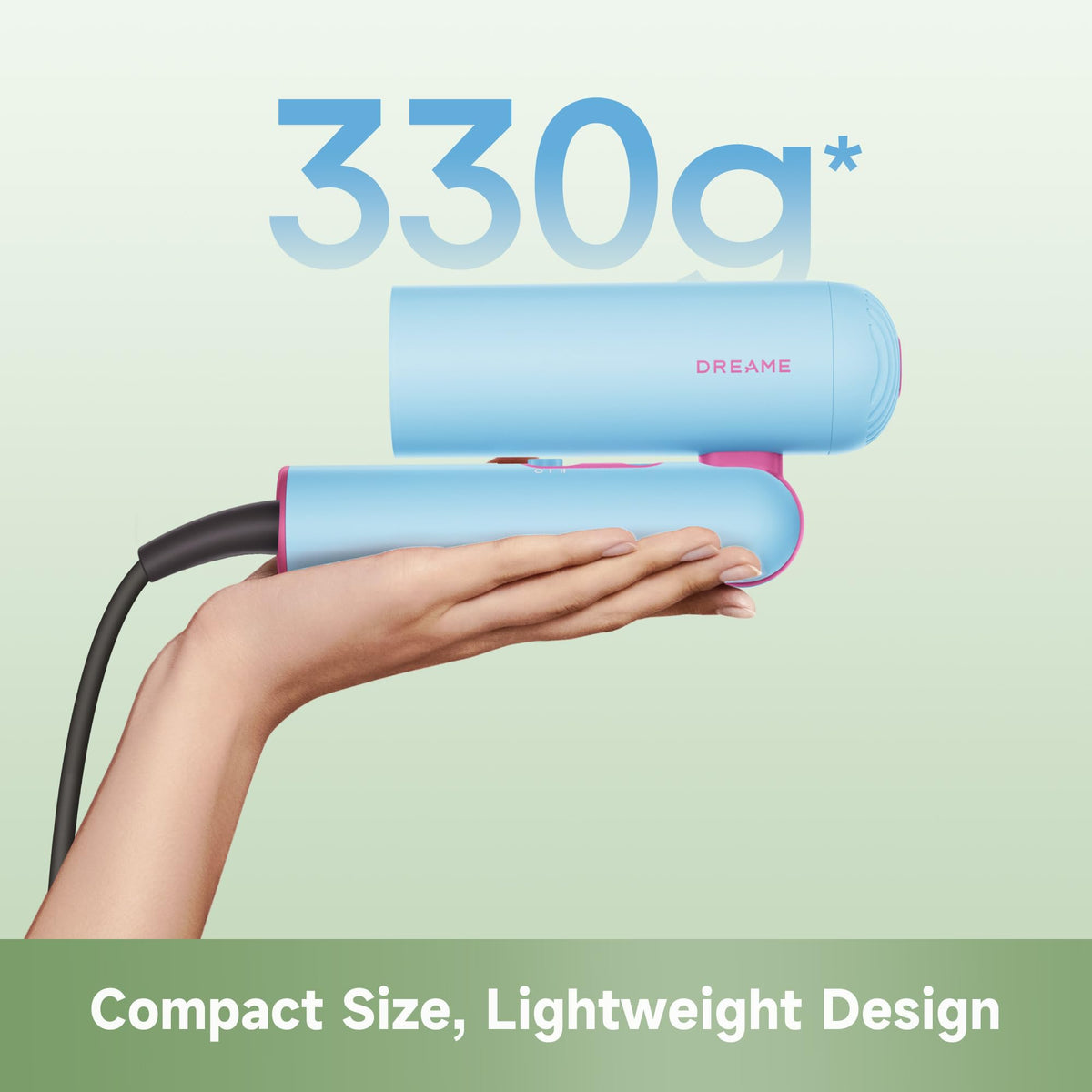 Dreame Pocket Cake Dual Voltage Hair Dryer with Diffuser, Travel Blow Dryer