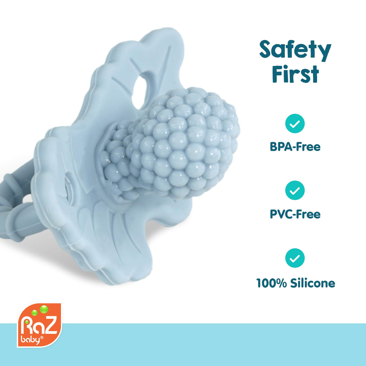 RaZbaby RaZberry Silicone Teether Pacifier – Teething Relief for Infants, Food-Grade, Hands & BPA Free, Natural Berrybumps Fruit Texture for Sensory Development, Freezable, 2-Pack - Lavender & Pink