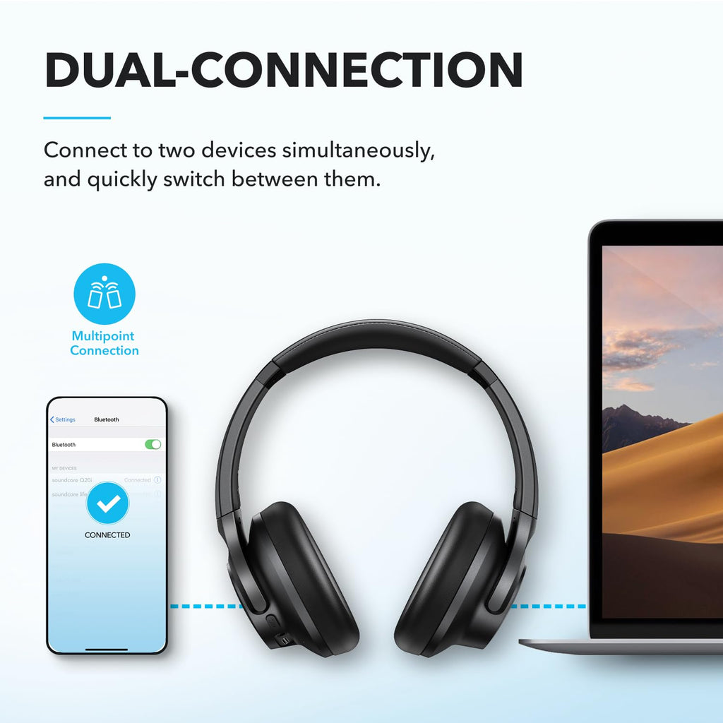 soundcore by Anker Q20i Hybrid Active Noise Cancelling Headphones, Black