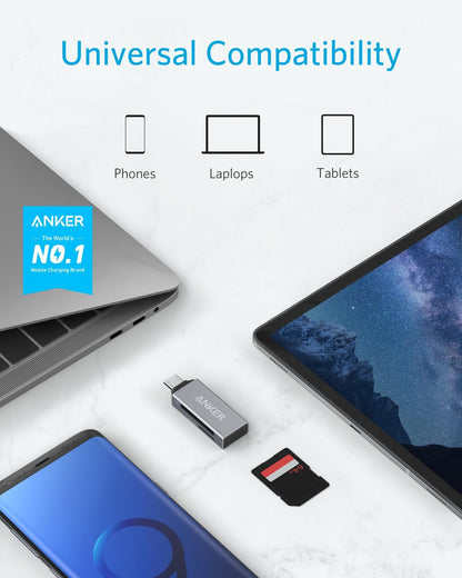 Anker SD Card Reader USB C, Dual Slots USB Type C to Micro SD Card Adapter