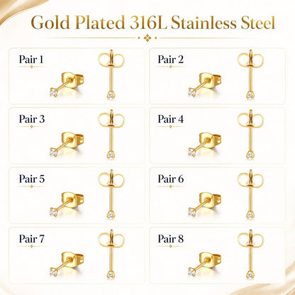 10 Pairs Small Stud Earrings for Women Hypoallergenic Multiple Piercings