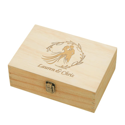 Personalized Wooden Keepsake Box, Custom Engraved Memory Box with Lid