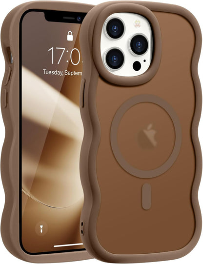 Pepmune for iPhone 16 Pro Max Case Curly Wavy Frame Translucent, Burgundy