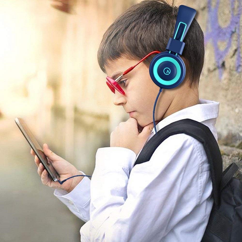 noot products K11 Kids Headphones with Wired Cord 3.5mm Jack Navy/Teal
